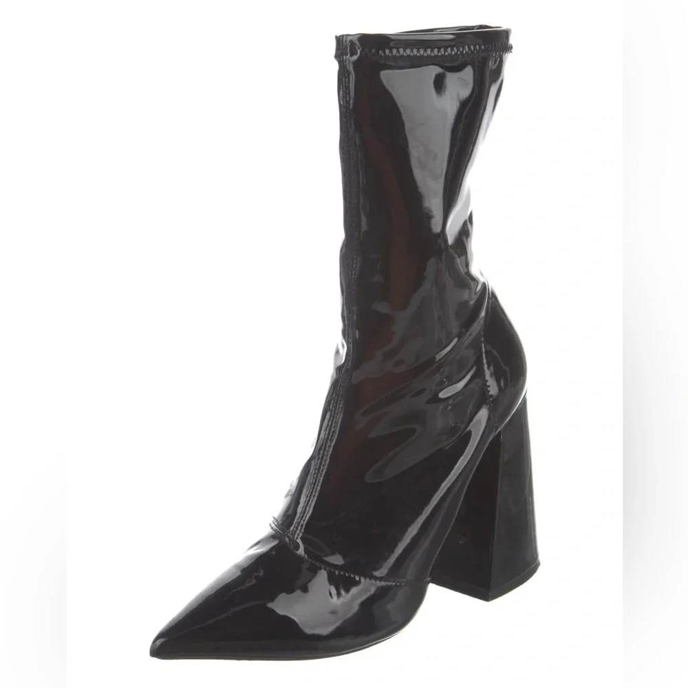 Naked Wolfe Glossy Black Heeled Boots - Picture 2 of 6